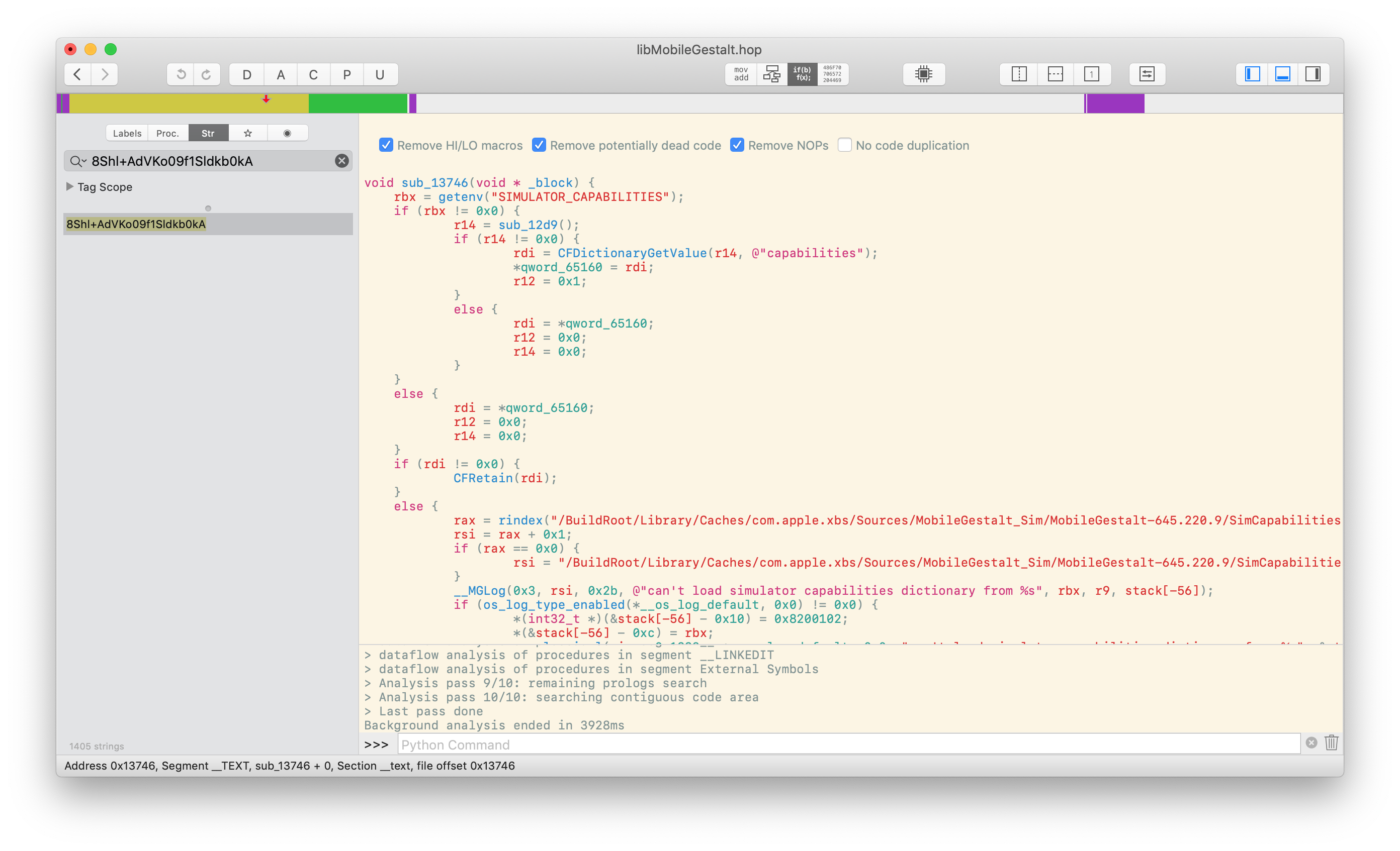 Hopper disassembly of a function inside of libMobileGestalt